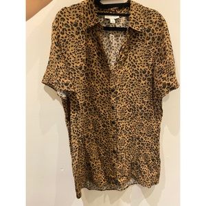 Topshop leopard shirt dress